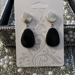 Chic Black and Silver Teardrop Earrings